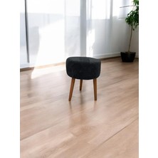EDAM Siyah Teddy Kumaş Çay Seti Ikili Koltuk Berjer ve Puf Takımı (Salon, Balkon, Ofis) 3'lü Takım