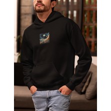 Vagonet Unisex Moonwave Baskılı Hoodie / Kapüşonlu Sweatshirt