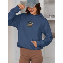 Vagonet Unisex Moonwave Baskılı Hoodie / Kapüşonlu Sweatshirt