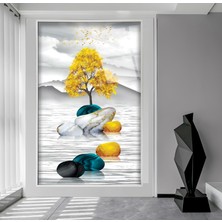 Emya Home Metal Çerçeveli Soyut Desen Cam Tablo