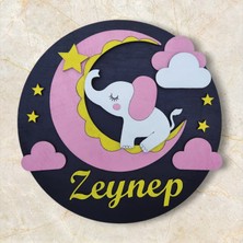 KIYIBUCAK Fil Figürlü Hediyelik Bebek Ahşap Hastane Kapı Süsü