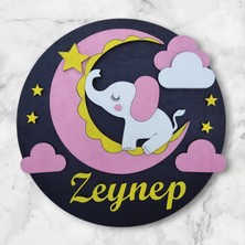 KIYIBUCAK Fil Figürlü Hediyelik Bebek Ahşap Hastane Kapı Süsü