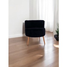 EDAM Siyah Teddy Kumaş Çay Seti Ikili Koltuk Berjer ve Puf Takımı (Salon, Balkon, Ofis) 3'lü Takım