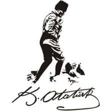 Mustafa Kemal Atatürk Oto Sticker Siyah 25*15 cm
