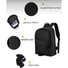 Günlük Seyahat Kurs Sirt Çantasi Plain Dark Blue Daily Travel Course Backpack(Hugbag)