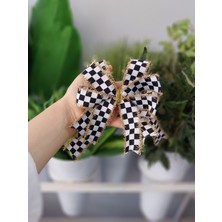 Lolipop Hobi Damalı Fiyonk  ,damalı Simli Fiyonk, Saç Tokası, Ağaç Süsü, Yılbaşı Süsü