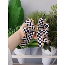 Lolipop Hobi Damalı Fiyonk  ,damalı Simli Fiyonk, Saç Tokası, Ağaç Süsü, Yılbaşı Süsü