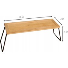 Meturas Dekoratif Bambu ve Metal Ayaklı Saklama Düzenleme Rafı Oraganizer- 36 x 12 x 15  cm , Doğal ve Siyah