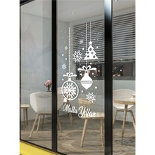 Marsilyan Mutlu Yıllar Kartanesi Yılbaşı Cam Vitrin Duvar Süsleme Etiket Sticker 50 x 100  cm