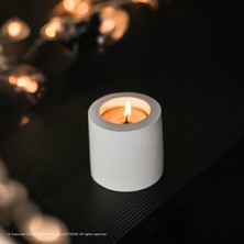 Dekoratif, Şık, Modern ve Minimalist, Düzbasli Silindir Tealight Mumluk (Bej - Kırık Beyaz)