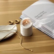 Dekoratif, Şık, Modern ve Minimalist, Yamukbasli Silindir Tealight Mumluk (Bej - Kırık Beyaz)