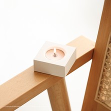 Dekoratif, Şık, Modern ve Minimalist Beton Kare Mumluk (Bej - Kırık Beyaz)