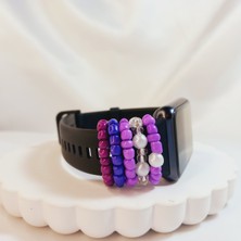 Crystal Atelier Mor Renk İnci Boncuk Watch Band Charm Akıllı Saat Kordon Süsü, Tüm Seriye Uyumlu Tasarım Charm Aksesuar Seti, İncili Charm, Barok İnci  Charm