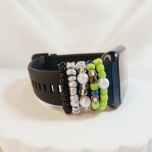 Crystal Atelier Yeşil Renk İnci Boncuk Watch Band Charm Akıllı Saat Kordon Süsü, Tüm Seriye Uyumlu Tasarım Charm Aksesuar Seti, İncili Charm, Barok İnci  Charm