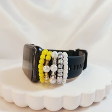 Crystal Atelier Sarı Renk İnci Boncuk Watch Band Charm Akıllı Saat Kordon Süsü, Tüm Seriye Uyumlu Tasarım Charm Aksesuar Seti, İncili Charm, Barok İnci  Charm