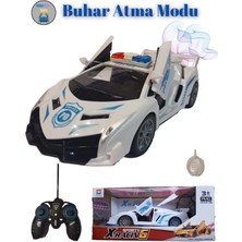 Boratila Toys 27 Mhz 1:16 25CM Duman Atan Kapıları Açılan Farları Yanan, Şarjlı Full Fonksiyon Beyaz Polis Arabası