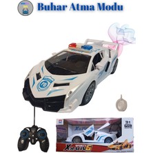 Boratila Toys 27 Mhz 1:16 25CM Duman Atan Kapıları Açılan Farları Yanan, Şarjlı Full Fonksiyon Beyaz Polis Arabası