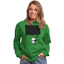 Terzili Giyin Boyacı Panda Ön Baskılı Sweatshirt Kadın