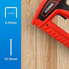 KOBB KBZ200 8-16MM Zımba ve 15-16MM Profesyonel Çivi Çakma Makinesi + 3000 Adet Yedek Zımba ve Çivi, Kırmızı/Siyah