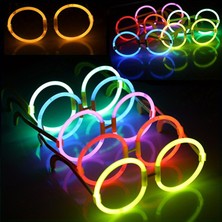 4 Adet Vıp Deluxe Yuvarlak Glow Gözlük Neon Gözlük Işıklı Gözlük Fosfor Gözlük Glow Stick Gözlük
