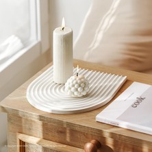Mücevher Organizer, Dekoratif Beton Sunum Tepsisi – Büyük Boy,  Eşya (Bej - Kırık Beyaz)