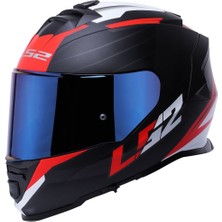Ls2 Storm 2 Nerve Kırmızı Full Face Motosiklet Kaskı Mavi Camlı