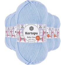 Kartopu 5 Adet Baby One Tüylenmeyen El Örgü ipi Yünü Mavi K544