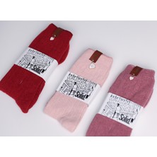 3 Lü Set Kadın Soket Yünlü Çorap Sevgililer Günü Koleksiyon Charm Detaylı