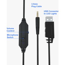 Digital Computer Home Anıvıa MH603 Kafaya Monte USB + 3.5mm Kablolu Stereo Ses E-Spor Kulaklık Bilgisayar Oyun Kulaklığı Ayarlanabilir Açı Mikrofon ile (Yurt Dışından)