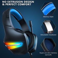 Digital Computer Home Erxung J6 Gaming Headset Rgb Işıklı Kablolu Kumandalı Kulak Üstü Mikrofonlu Kulaklık-Mavi (Yurt Dışından)