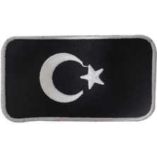 Single Sword BAYRAK Nakış Patch - Peç 10 Cm X 4, 5 Cm - Renk: Lacivert