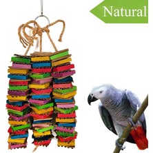 Huoxun Shop A Renkli Stil Büyük Kuşlar Için Karton Oyuncaklar Papağan Oyuncakları Doğal Ahşap Kafes Kemirme Oyuncakı ile Klips (Yurt Dışından)