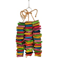 Huoxun Shop A Renkli Stil Büyük Kuşlar Için Karton Oyuncaklar Papağan Oyuncakları Doğal Ahşap Kafes Kemirme Oyuncakı ile Klips (Yurt Dışından)