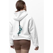 Terzili Giyin Çiçekli Kılıç Kadın Hoodie