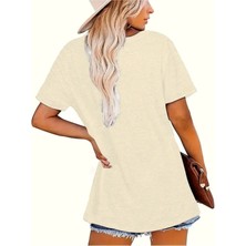 Woodroffe Kadın Özgür Ruh Baskılı Beyaz T-Shirt Oversize Salaş