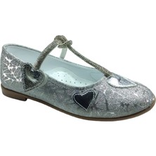 Ortopedikal 1010 Ort Emt Patik Gümüş Parlak Babet Taşlı Kız Çocuk Abiye Ayakkabı Düğün