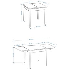 Vilinze Avanos Ahşap Katlanır Kanatlı Mdf Mutfak MASASI - 70 x 70+70 (70 x 140)  cm