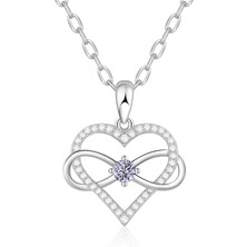Swarovski Zirconia Sonsuz Aşk Gümüş Kadın Kolye 925 Ayar Gerçek Gümüş