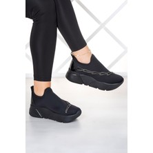 Maggie Siyah Streç Gümüş Zincirli Sneaker