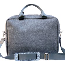 Worken 13"-14 İnç Laptop Çantası, Notebook, Macbook, Deri Evrak Çantası , Su Geçirmez Şal Desen Baskılı Gri