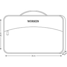 Worken 13"-14 İnç Laptop Çantası, Notebook, Macbook, Deri Evrak Çantası , Su Geçirmez Şal Desen Baskılı Gri