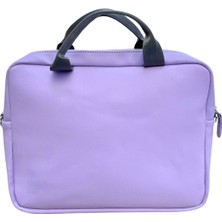 Worken 15.6" Askılı Laptop Evrak ve Macbook Çantası 39X30X4 Cm.düz Desen Vegan Deri Lila