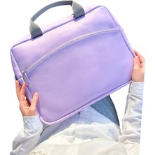 Worken 15.6" Askılı Laptop Evrak ve Macbook Çantası 39X30X4 Cm.düz Desen Vegan Deri Lila