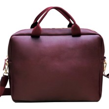 Worken 15 Inç 15.6 Inç Laptop Çantası, Evrak Macbook Çantası 15 Inç 15.6 Inç 39X30X4 Cm. Şal Desen Etnik Vegan Deri Bordo