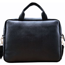 15.6 Inç Laptop Çantası & Evrak Çantası Unisex 39X30X4 Cm. Vegan Deri Siyah