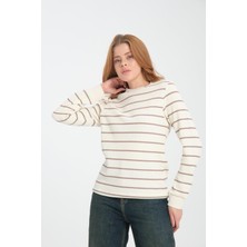 Kadın Çizgili Sweatshirt - Rahat ve Şık Tasarım
