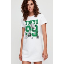 Rock&Roll Tokyo 99 Beyaz Kısa Kollu Penye T-Shirt Elbise