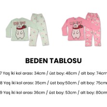 Kız Çocuk Yumuşacık Pamuklu Ayıcık Desenli Pijama Takımı