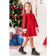 Kız Çocuk Fiyonklu Tül Detaylı Kırmızı Elbise