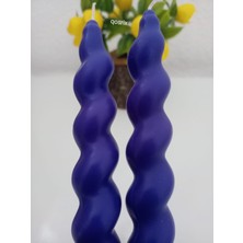 Qosrix 2'li Mor Italyan Burgulu Şamdan Soya Mumu Doğal Kokulu Uzun Çubuk Konik Burgu Spiral Mum